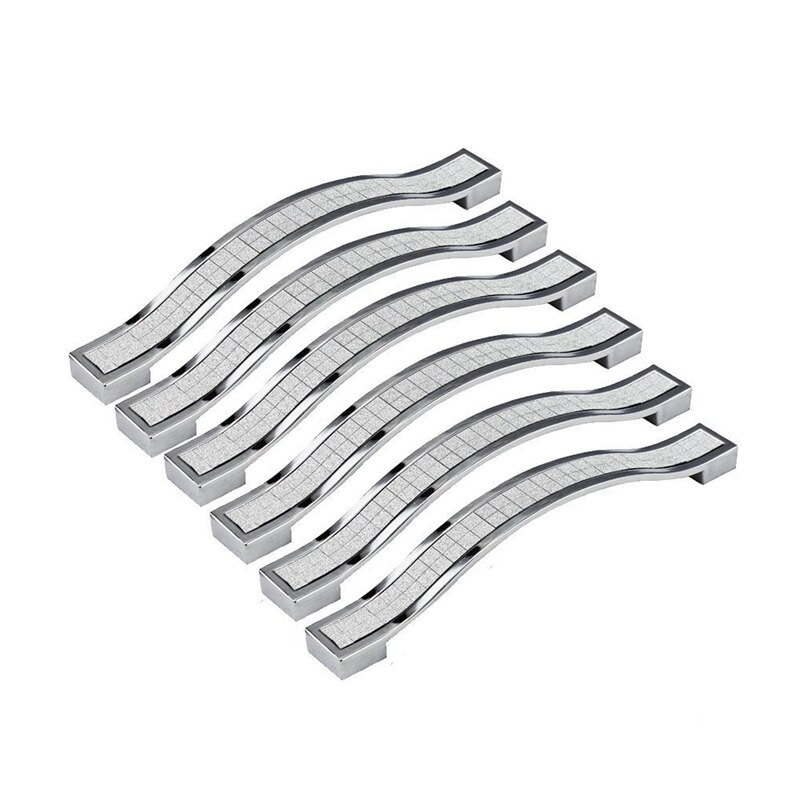 16Pcs Kristal Meubels Handvat Bar Grip Handvat Keukenkast Lade Deurgrepen Zilveren-6Pcs 96Mm & 10Pcs 128Mm