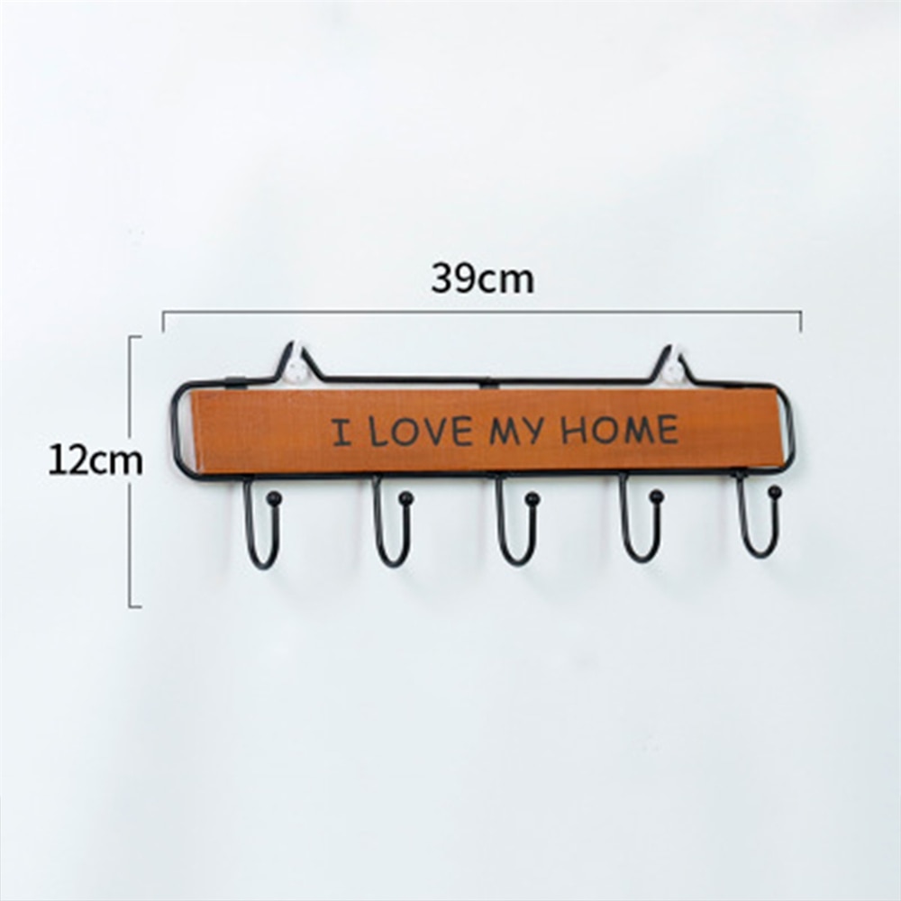 Mounted Clothes Wall Hanger 4 door Hooks Hat Key Holder Coat Rack Hanging Storage Shelf For Home door hanger towel hanger: Brown / L