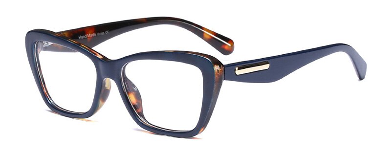 SHAUNA primavera bisagra Retro ojo de gato gafas marco mujeres resina lente gafas ópticas: Blue Leopard