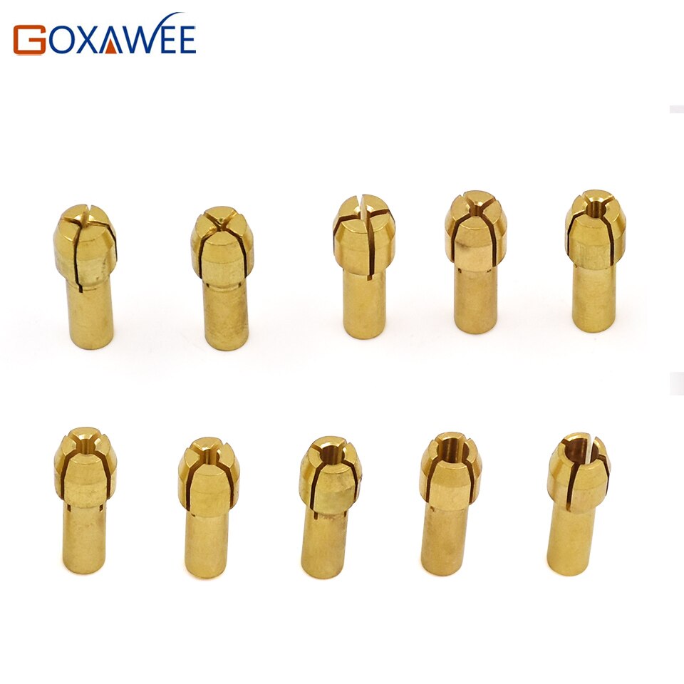 GOXAWEE 10 Pieces Mini Drill Brass Collet Chuck for Dremel Rotary Tool 0.5-3.2mm Brass Collet Chuck for Dremel Tools Accessories