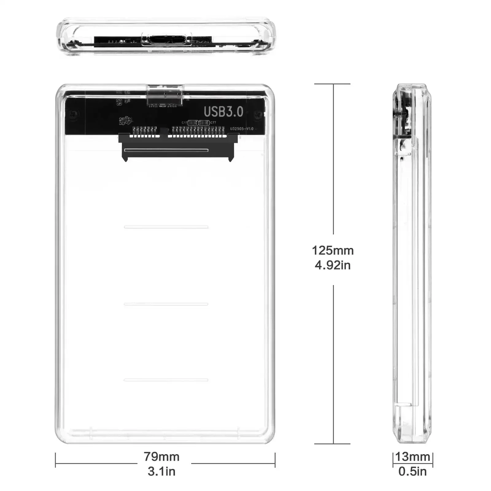 Transparent External Hard Drive Enclosure 2.5 Inch HDD SSD Case Micro-B To USB 4TB Harddisk Boxs Compatible UASP SATA III Laptop
