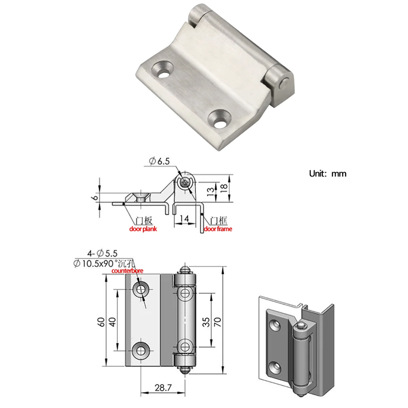 Bisagra desmontable de equipo de máquina ecológica Industrial para puertas de gabinetes de maquinaria, aleación de zinc o acero inoxidable: Amarillo claro