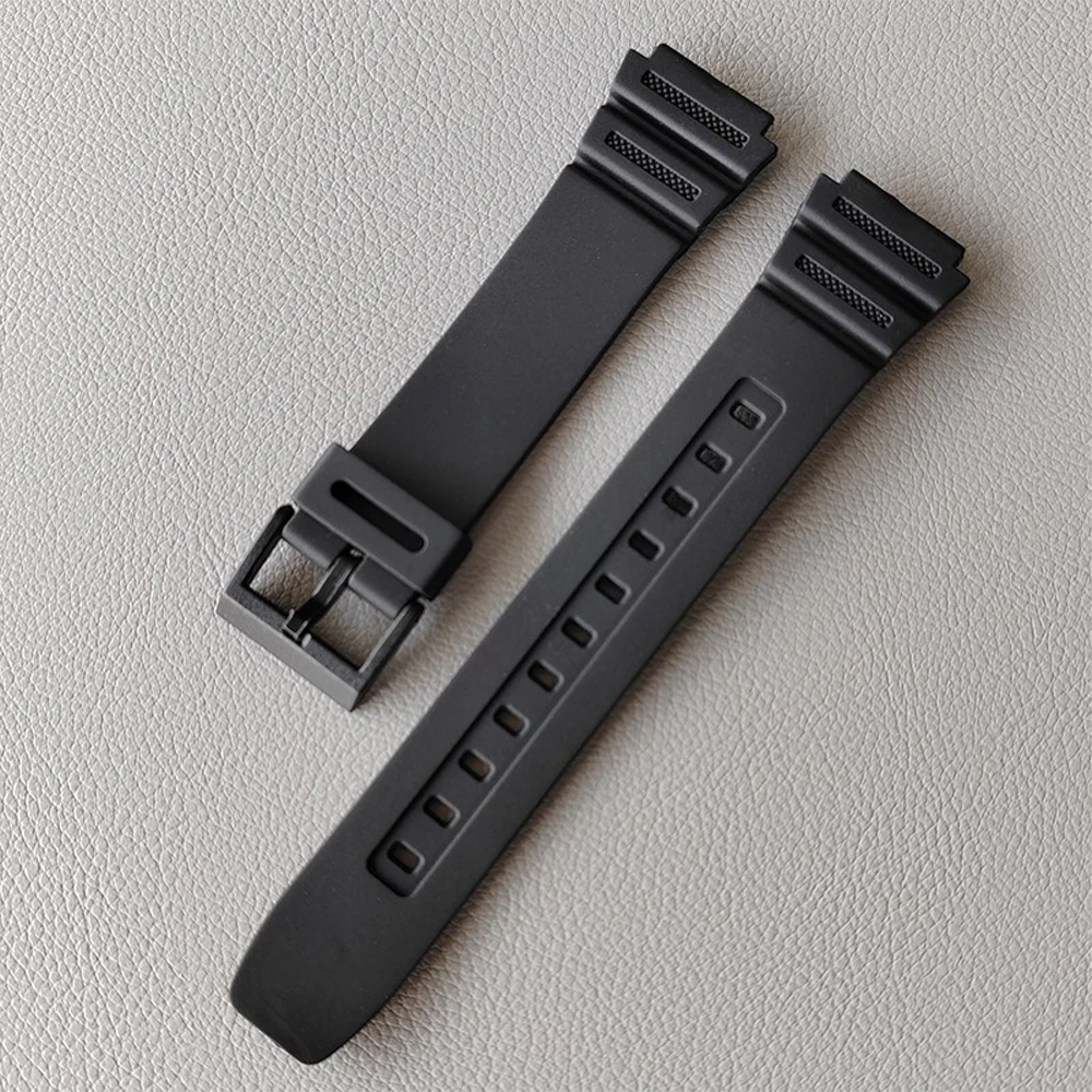 Gummiarmband för casio f -91w f105 f108 a158w a168 ae1200 ae1300 18mm resin ersättningsarmband svart sport herrarmband: Default Title