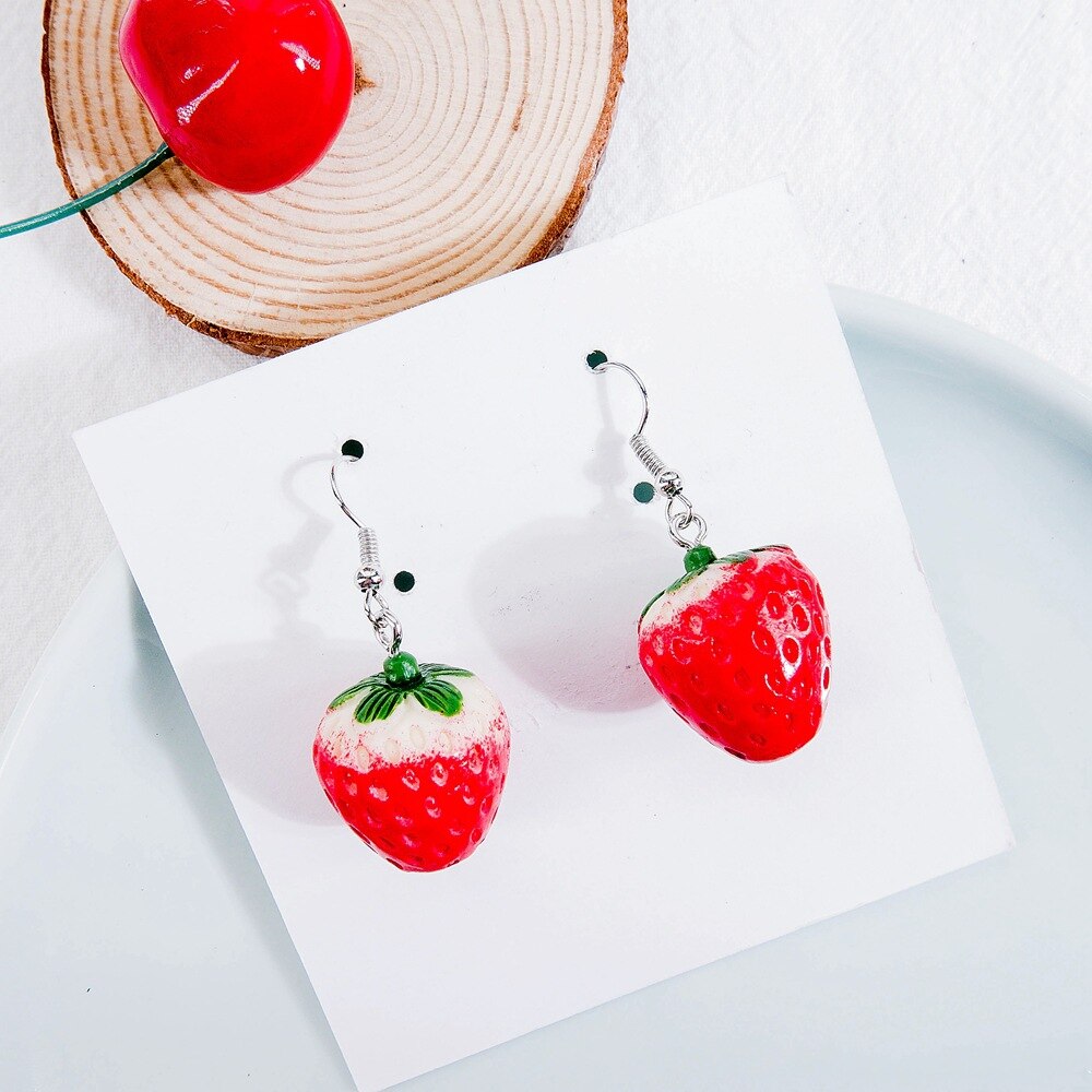 Øreringe til kvinder charme pige sød frugt kirsebær dangler eardrop hoop ørering stud ørering