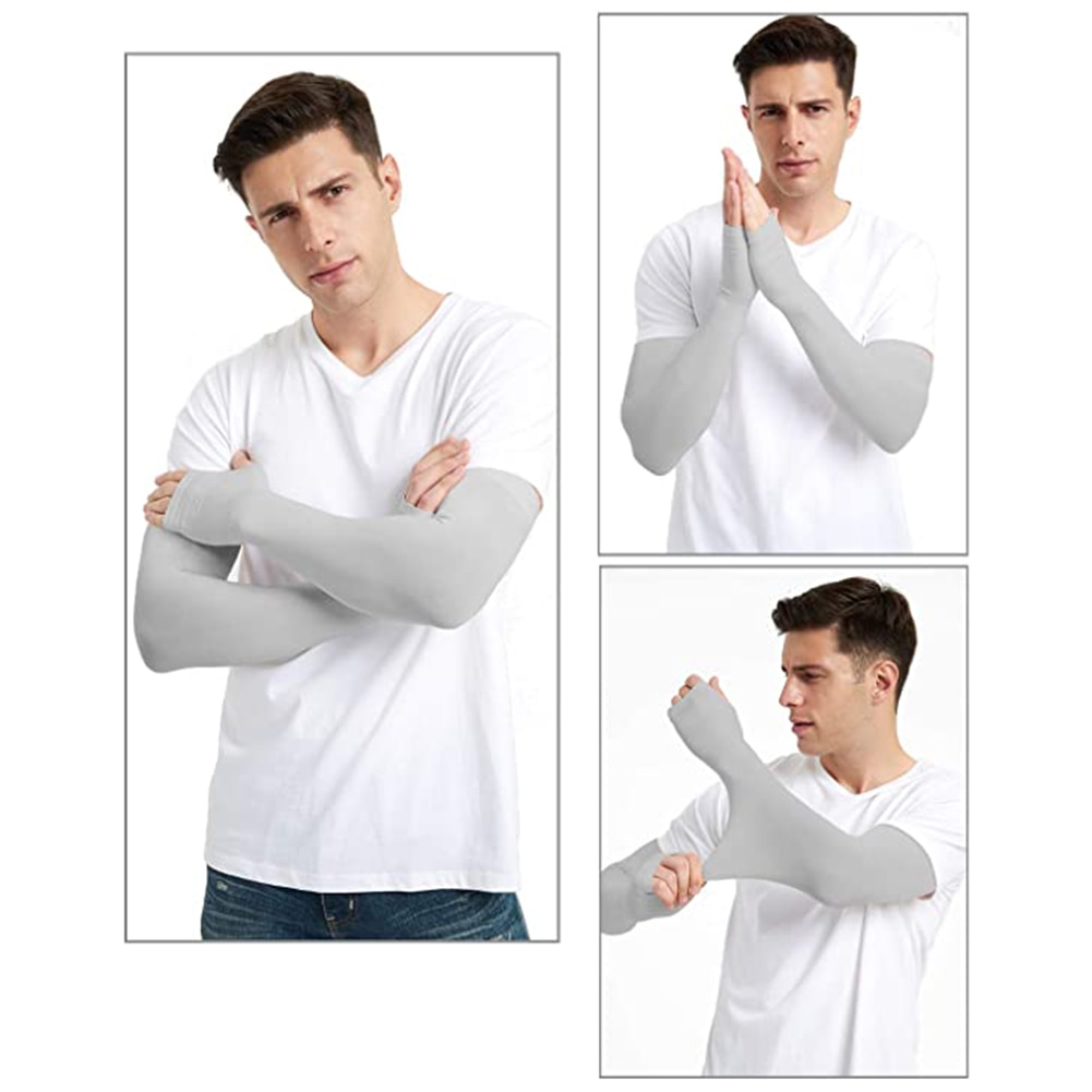 2 Stuks Zomer Arm Mouwen Vrouwen Mannen Arm Compressie Mouw Armwarmer Uv Zon Bescherming Katoen Lange Vingerloze Handschoenen Arm Mouwen