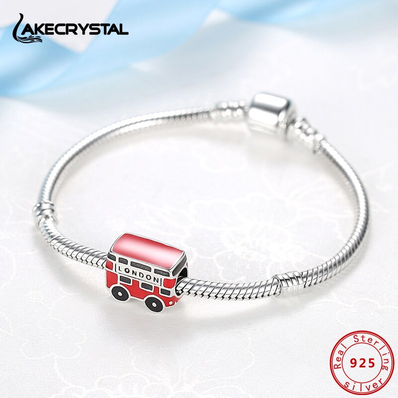 Authentic 100% 925 Sterling Silver Charms Fit Original Bracelets Charm Red London Bus Beads For Women Diy Fine Jewelry