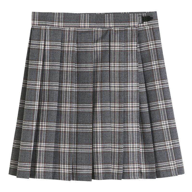 Pleated Skirt Japanese College Style JK Uniform Skirt Autumn Style Rock Gray Plaid Skirt Skirt: M
