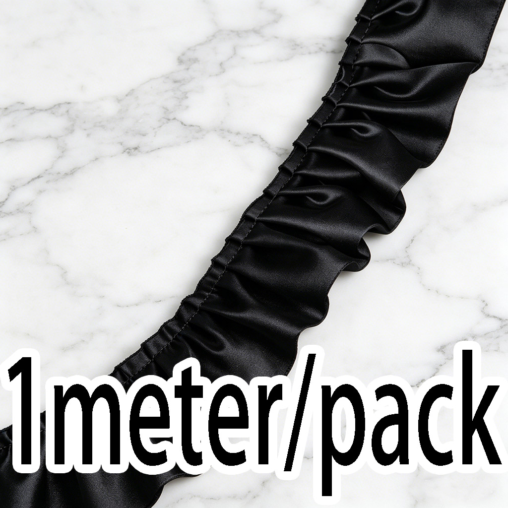 (1 Meter/Rolle) 5,5cm Doppellagige Spitzenrüsche Prinzessinnenrock-Accessoire Handgefertigtes DIY Komfortabler Stoff: schwarz