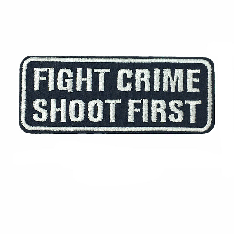 Broderilapp bokstaver sy strykelapper bekjemp kriminalitet skyt først broderte merker til veske jeans lue t-skjorte gjør-det-selv applikasjoner
