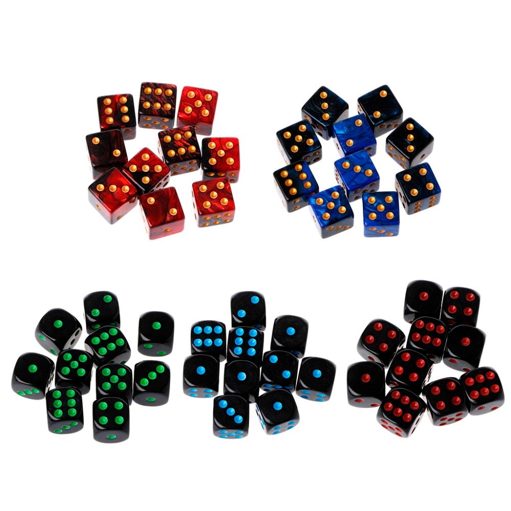 10 pz 15mm multicolore Acrilico Cubo Perline Dadi Sei Lati Portatile Giochi Da Tavolo Giocattolo