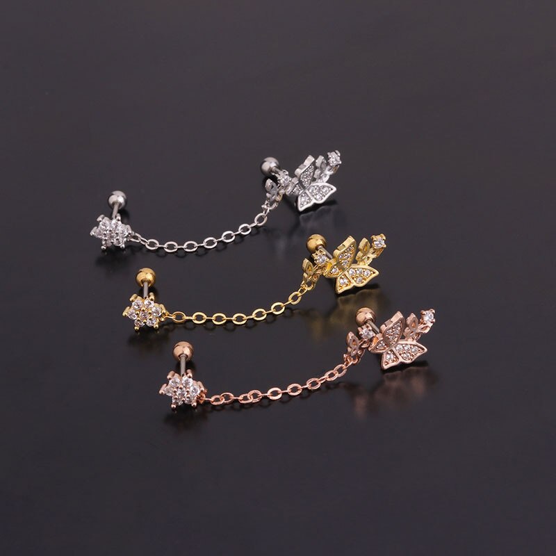 Boucles d'oreilles pour femmes, 1 pièce, 20G, Cz, Piercing Tragus Oreja, nez, anneau, oreilles, bijoux du corps, Style coréen