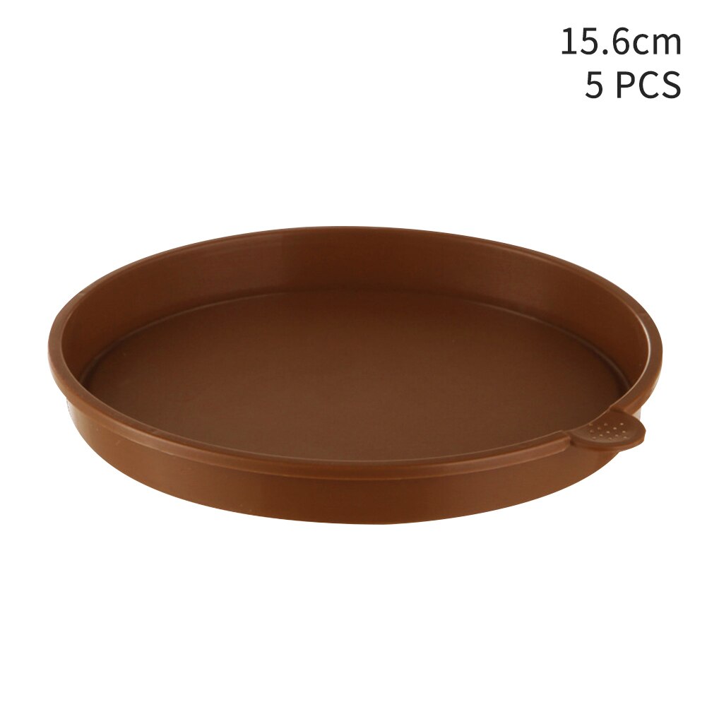 5pcs Solid Indoor Outdoor Round Flower Pot Home Garden Balcony With Handle Waterproof Durable Container Drip Tray Plant Saucer: Coffee 15.6cm