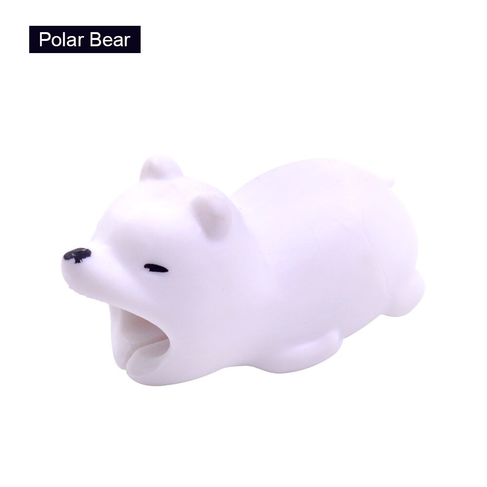 CHIPAL Cute Bites Animal Cable Protector for iPhone USB Charger Cable Organizer Cartoon Wire Winder Bite Chompers Phone Holder: Polar Bear