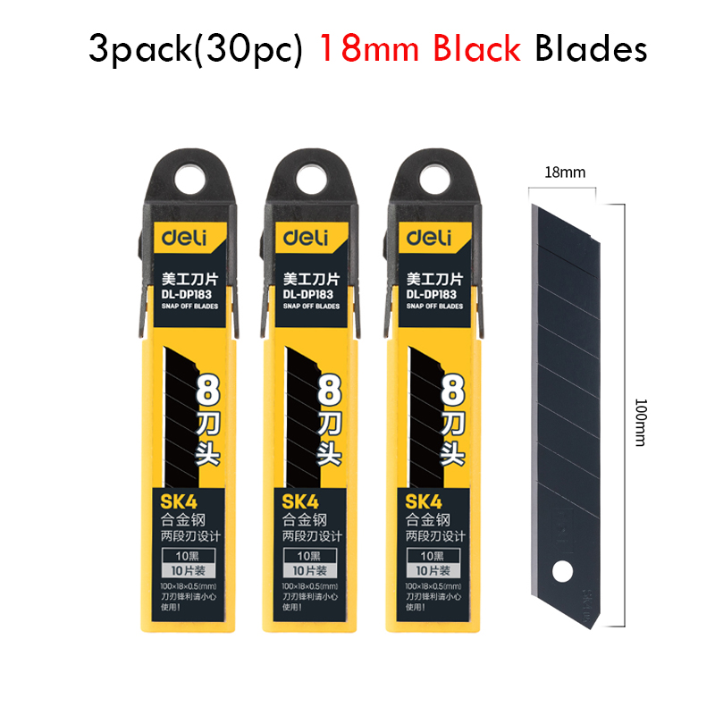 Metal Multifunctional 6 In 1 커터칼 Portable Retractable Box Cutter Heavy Duty 18MM/25MM Stainless Steel Utility Knife Supplies: black