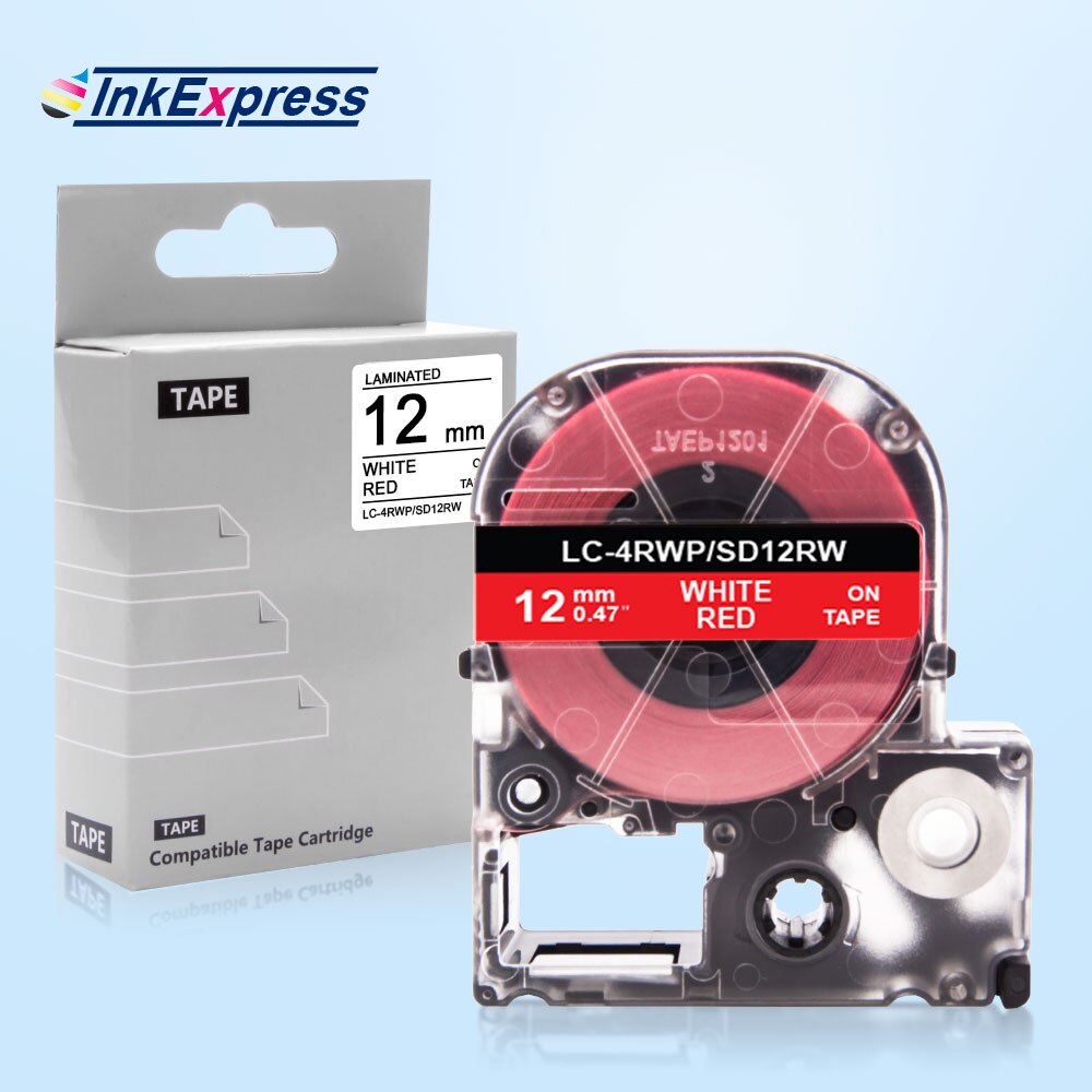 12mm taśma do projektora Epson król Jim SS12KW SC12RW SC12YW SC12BW SC12GW ST12KW taśma z etykietami LC-4WBN wstążki drukarki dla Epson drukarka do etykiet: White on Red