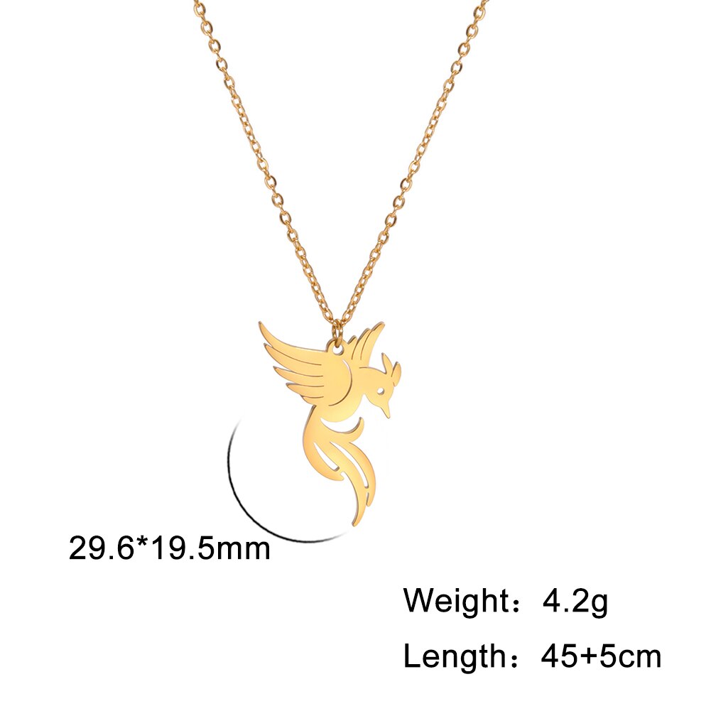 Skyrim – collier avec pendentif en forme de phénix pour femmes et filles, en acier inoxydable, couleur or, chaîne ras du cou, oiseau porte-bonheur, bijoux,