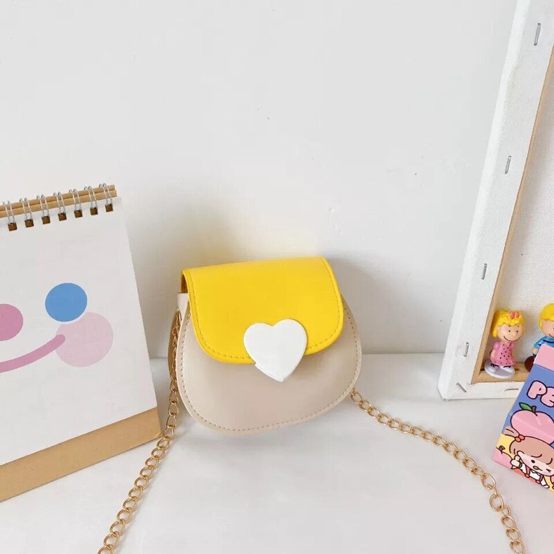 Just taolovely-stijl portemonnee voor babymeisjes, kleine leren hartvormige tassen voor peuters, schoudertas, mini-portemonnee  jt125: Gele stijl a