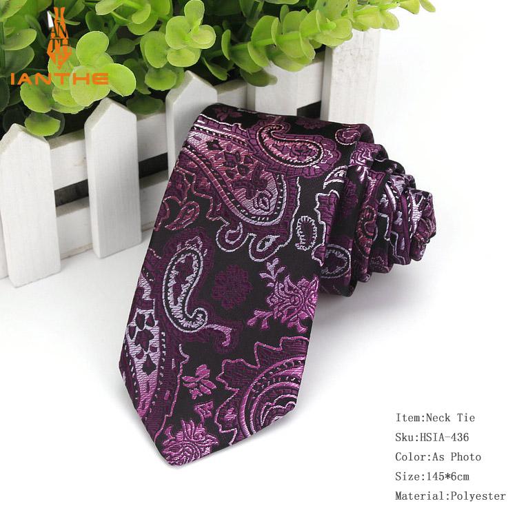 Herre slips smalle slips 6cm klassiske paisley slips til mænd formelle forretnings bryllup jakkesæt jacquard vævet hals slips: Ia436
