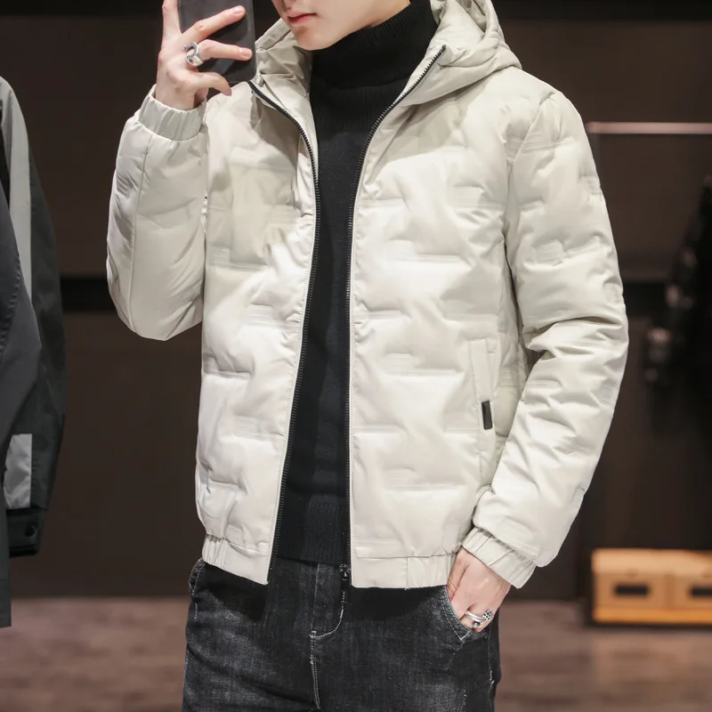 Chaqueta de algodón para hombre, abrigo ligero corto y grueso con capucha, ropa informal y moderna para invierno
