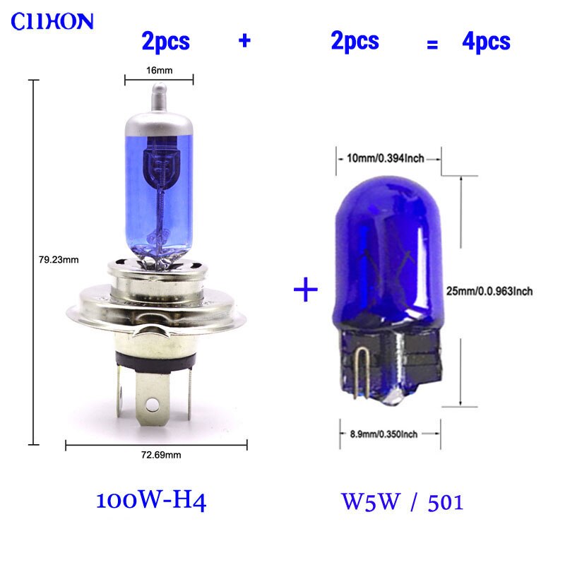 Ciihon-faro delantero de xenón para coche, bombilla de luz de costado, para Renault Clio MK2 1,2 98-04 Hatchback H4 501 55W 100W: Mix Set-100W