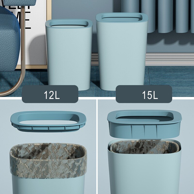 15L Nordic Plastic Vuilnisbak Garbage Dust Bin Opslag Emmer Papiermand Home Office Afvalbak Zonder Deksel Prullenbak