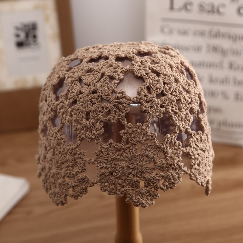 Bonnet Vintage en Crochet pour femmes, motif floral tricoté, Skullies, rétro, printemps été, ZZ-384: 3