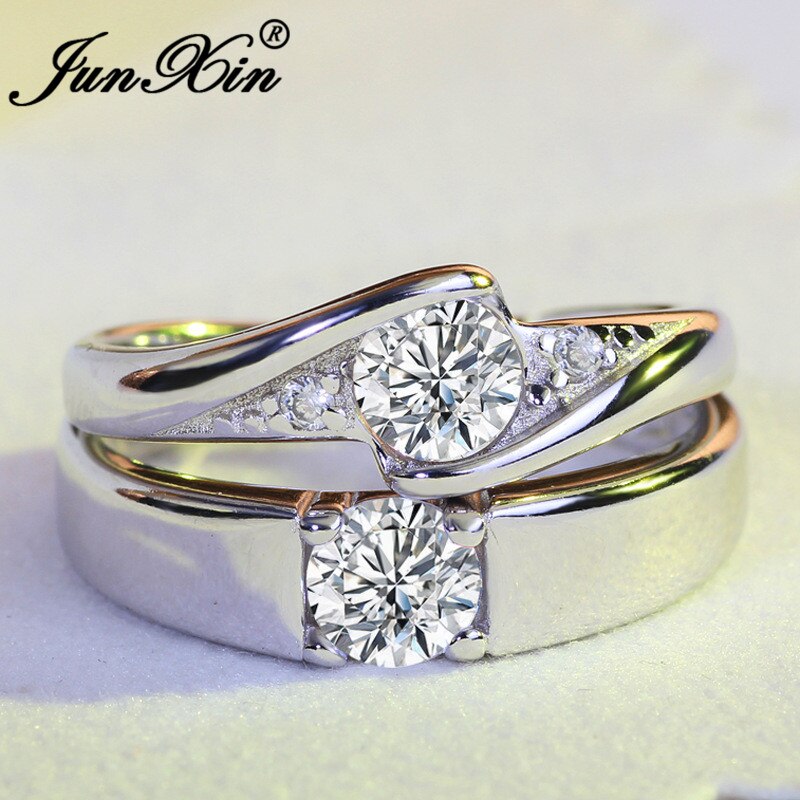 JUNXIN 8 Stil Engagement Paar Ringe Für Frauen Männer Einfache Crown Herz Verstellbaren Ring Hochzeit Schmuck Beste: 02