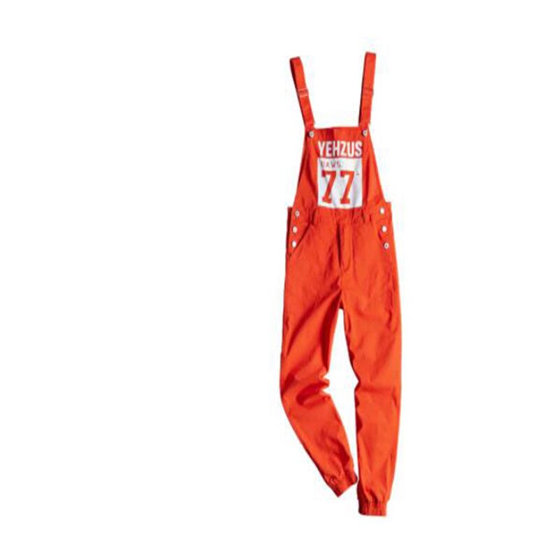 Mono holgado japonés naranja para hombre, peto con cordón, ropa de calle de hip-hop, pantalones informales juveniles: M