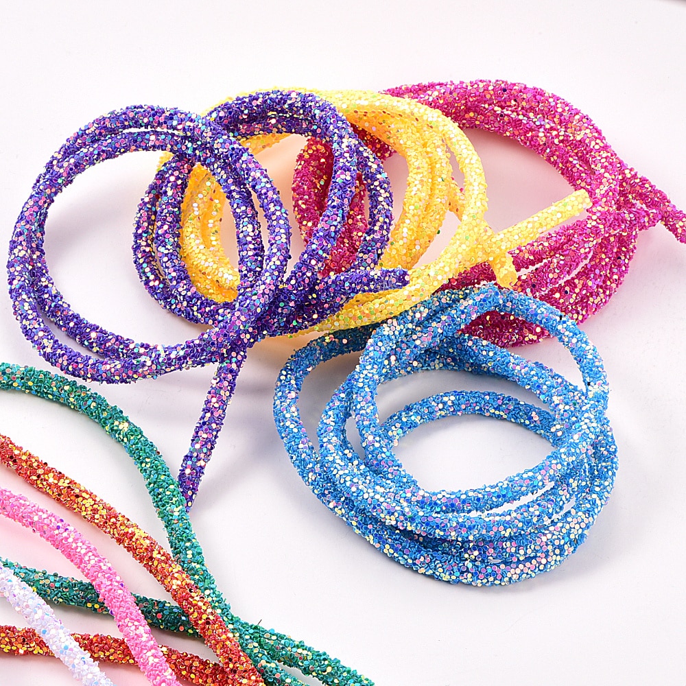 1 Iarda 6 millimetri di trasporto Della Resina di Scintillio di Strass Corda Mulit Colori Del Cavo Del Tubo Corda Strass Guarnizioni per Le Decorazioni di Nozze F0144
