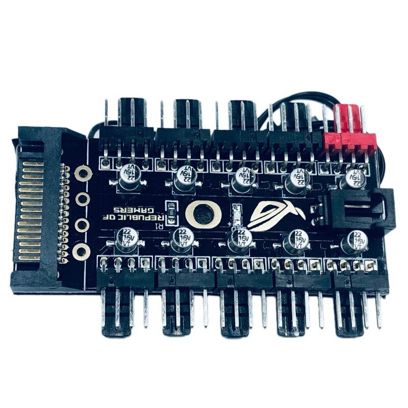 ligent Temperature Control Pwm 4Pin 4 Pin Fan Hub 10 Way Controller with Big 4P Port and SATA Port Power Supply