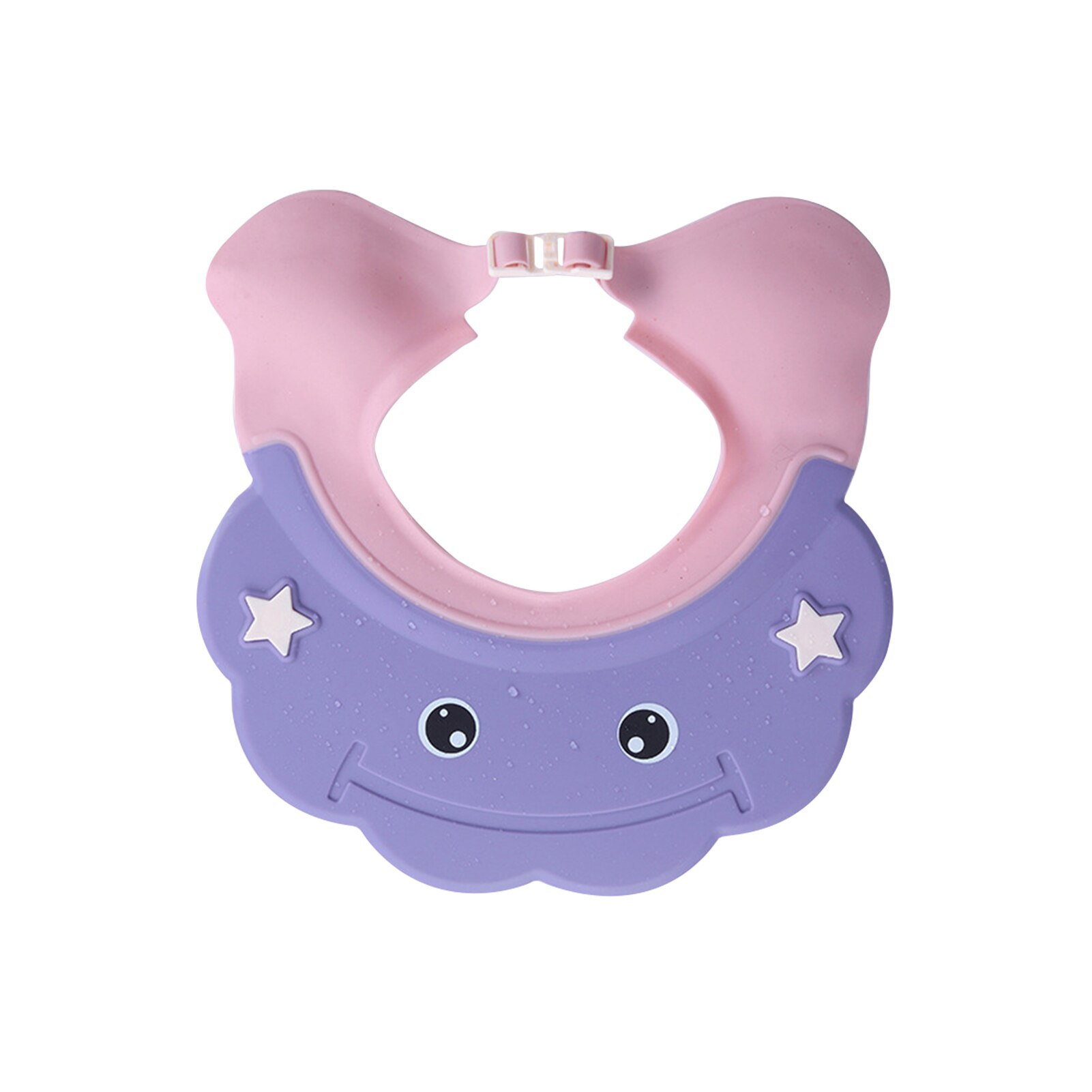 Visera de baño para lavar el pelo para niños, gorra con protección para las orejas, gorro ligero, ajustable, de silicona: Morado