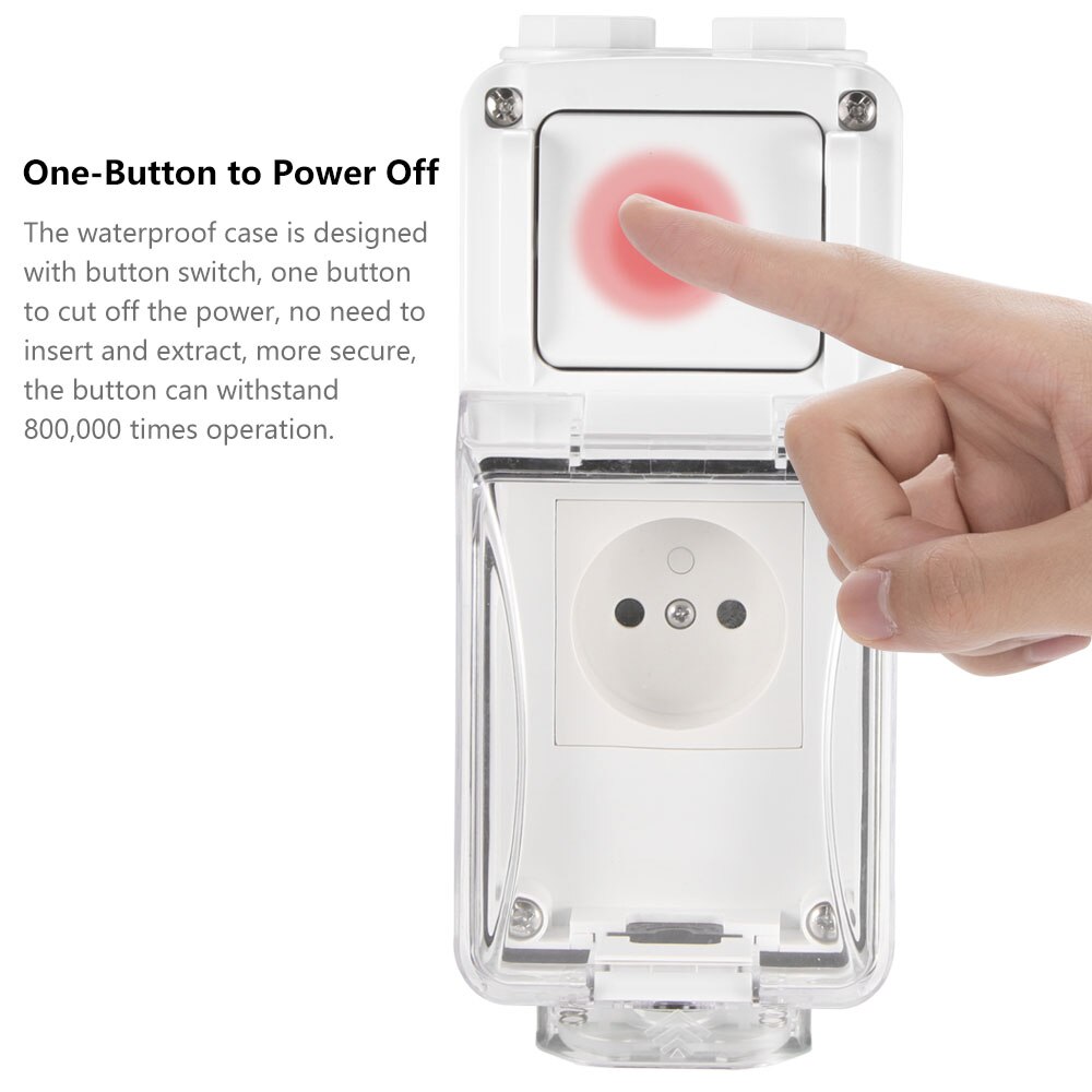 IP66 Waterproof Outdoor Wall Power Socket 16A /13A Single Standard Electrical Outlet Grounded AC 250V EU/UK Plug