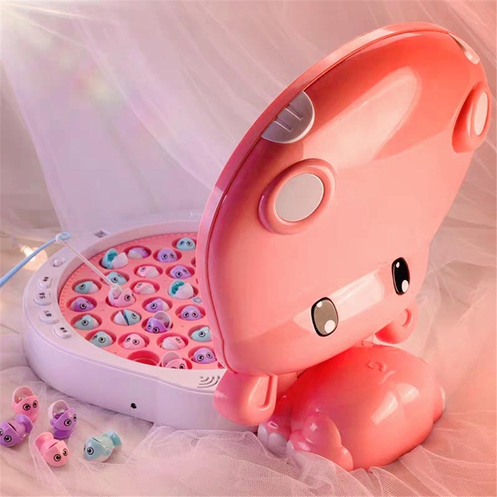 Children Hippo Fishing Toys Music Lighting Maglev Track Fishing Toy Suit Parent-child Interactive Education Study Toy Game