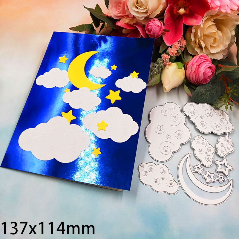 Night Sky Metal Cutting Dies Moon Star Cloud Stencil for DIY Scrapbooking Paper Card Decorative Craft Embossing Die
