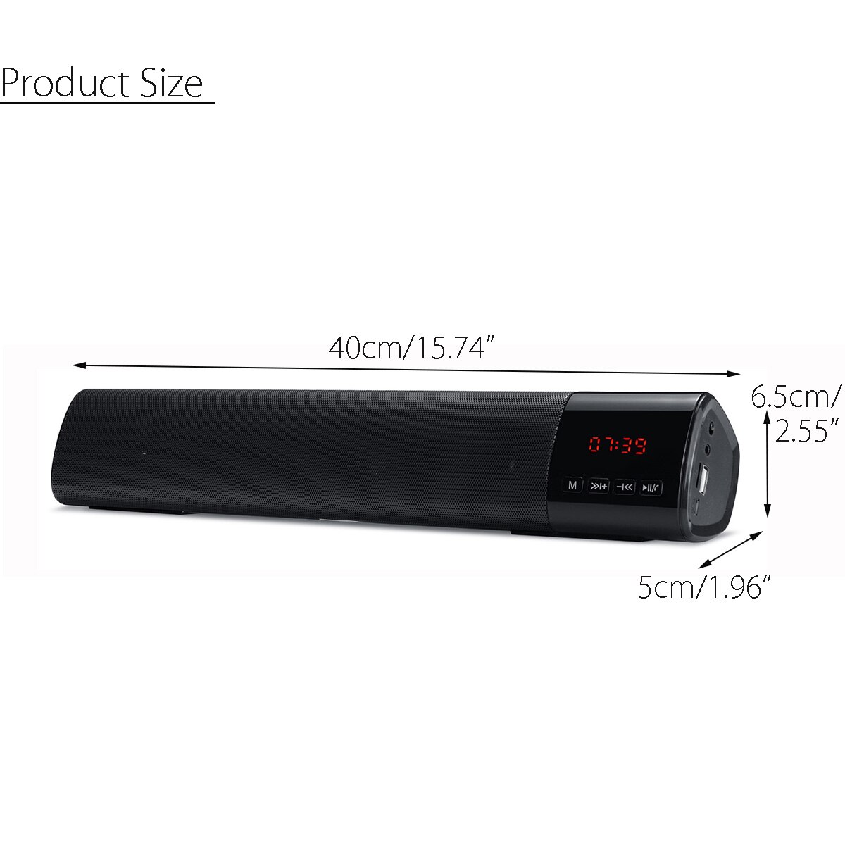 Hjemme-tv pc bluetooth soundbar høyttaler bærbar trådløs subwoofer 3d surroundhøyttalere hifi støtte fm radio klokke tf usb