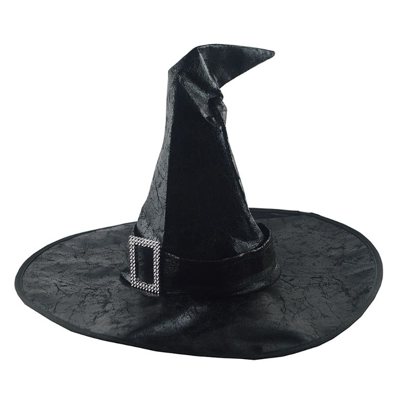 Cappello Da Strega Nero Costume Halloween 33cm