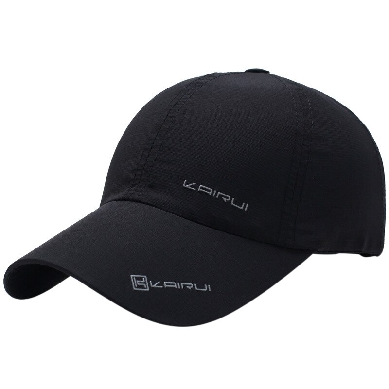 Cappellino da Baseball da corsa all&#39;aperto cappello da uomo visiera estiva ad asciugatura rapida cappelli Snapback regolabili cappellini Casual: Black