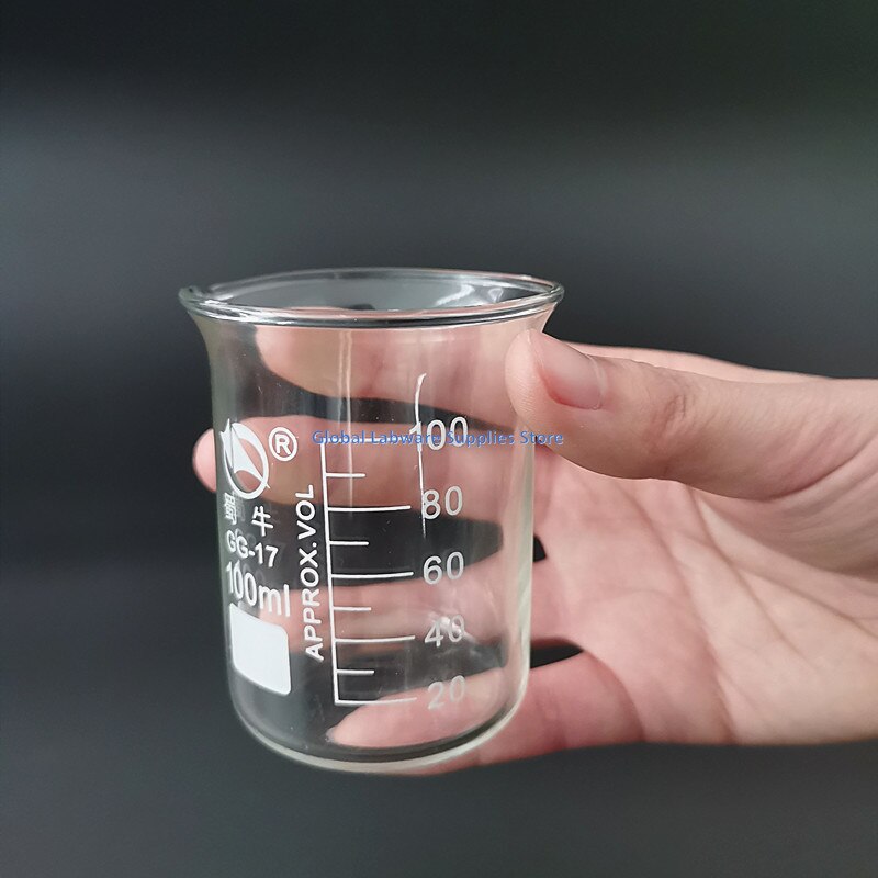 1pcs High Glass Beaker For Laboratory Glassware, Capacity 25/50/100/150/200/250/300/400/500/600/800/1000/2000ml
