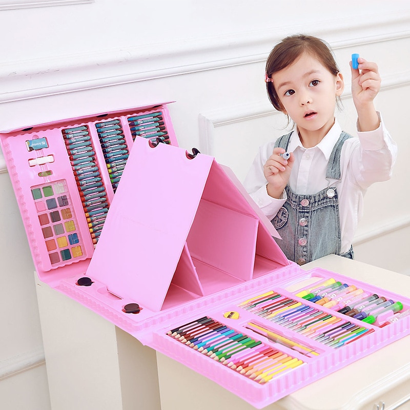 176 stks Kids Creatieve Schilderen Graffiti Verf Borstel Set Mode Kinderen Dagelijks Entertainment Speelgoed Art Sets Met Ezel