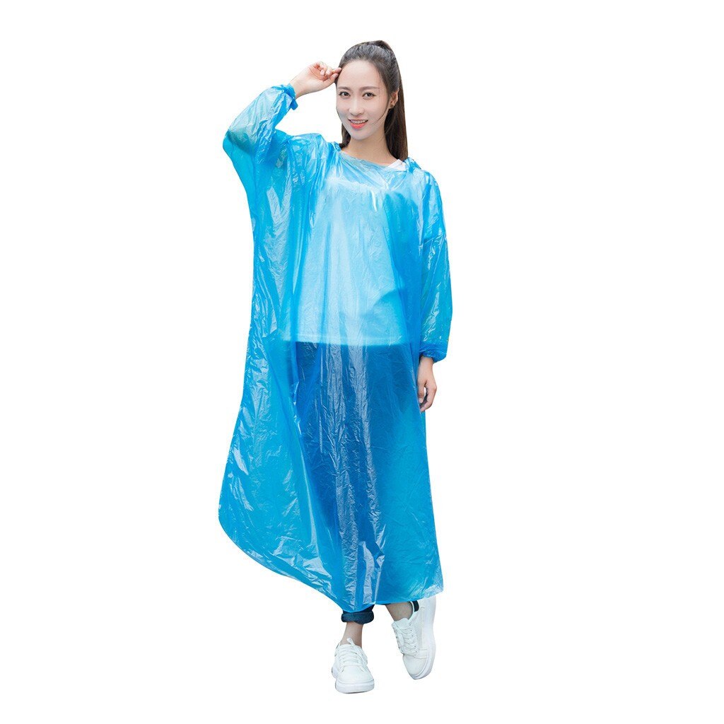 Regenkleding Wegwerp Adult Emergency Waterdichte Regenjas Wandelen Camping Hood Pe Mannen Regenjas Tuin Thuis: Blue 