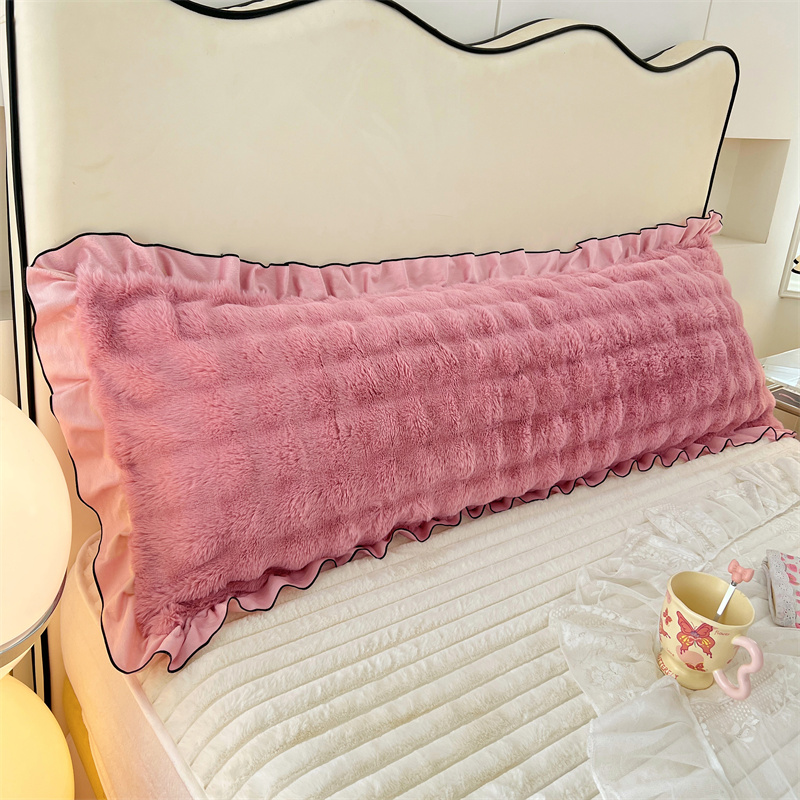 1pc kanten pluche lange kussensloop, lichte luxe verdikte paar dubbele kussensloop (zonder binnenkern), zacht en comfortabel: 470*1200mm / Roze