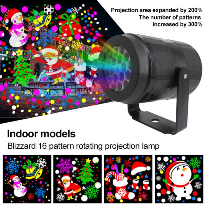 Christmas Holographic Projector 16 Picture Party Christmas Santa Claus Projection Lamp Window Movie Projector