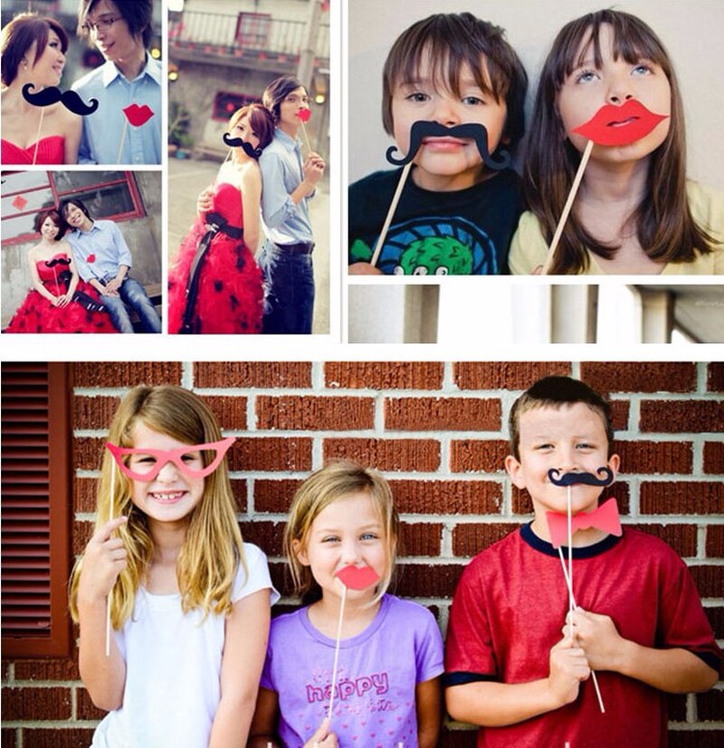 Accessoires de photomaton, 58 pièces, masques de fête, chapeau moustache, lèvres, décoration de fête de mariage, anniversaire, faveur de mariage,