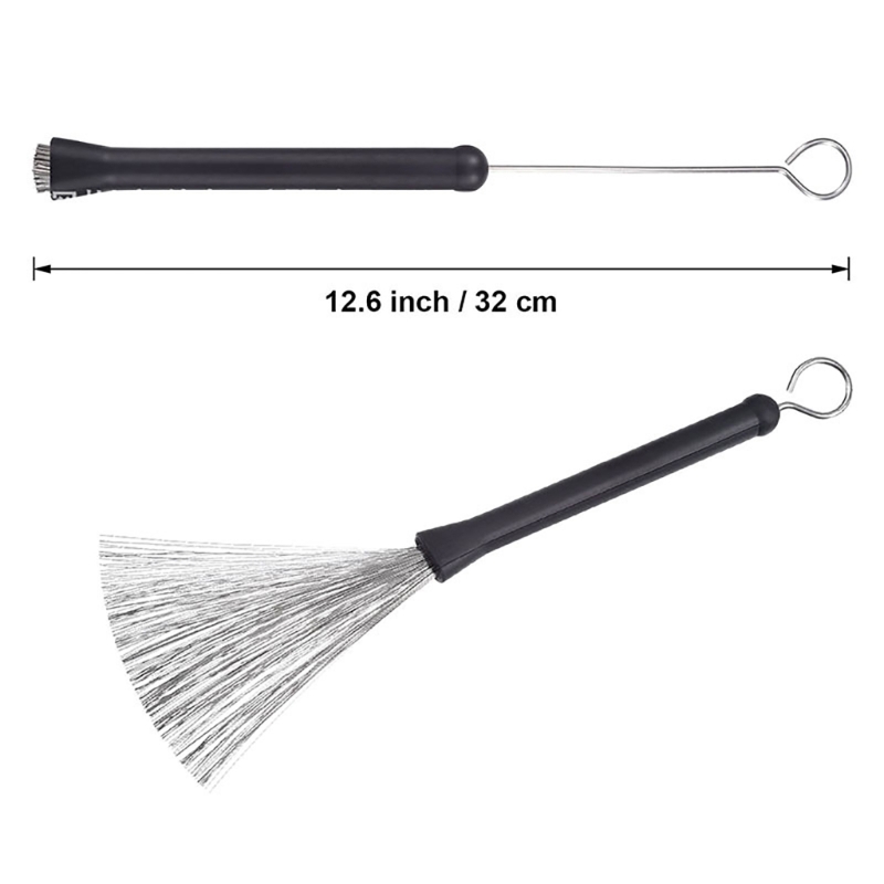 R6FE Infällbar Jazz Trumvisp - 32cm - Teleskopisk Percussion Wire Brush - Svart