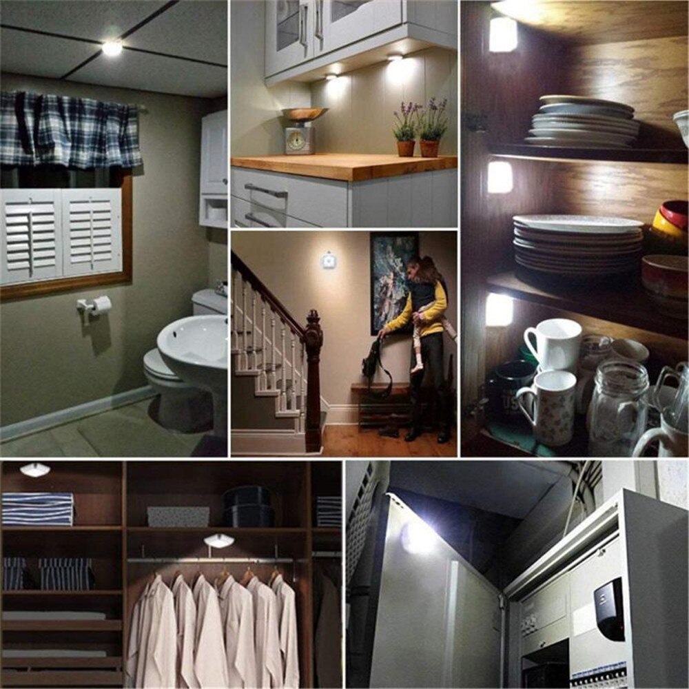 Battery Powered 6 LED Square Motion Sensor Night Lights PIR Wireless Induction Under Cabinet Light Closet Lamp Stairs Kitchen