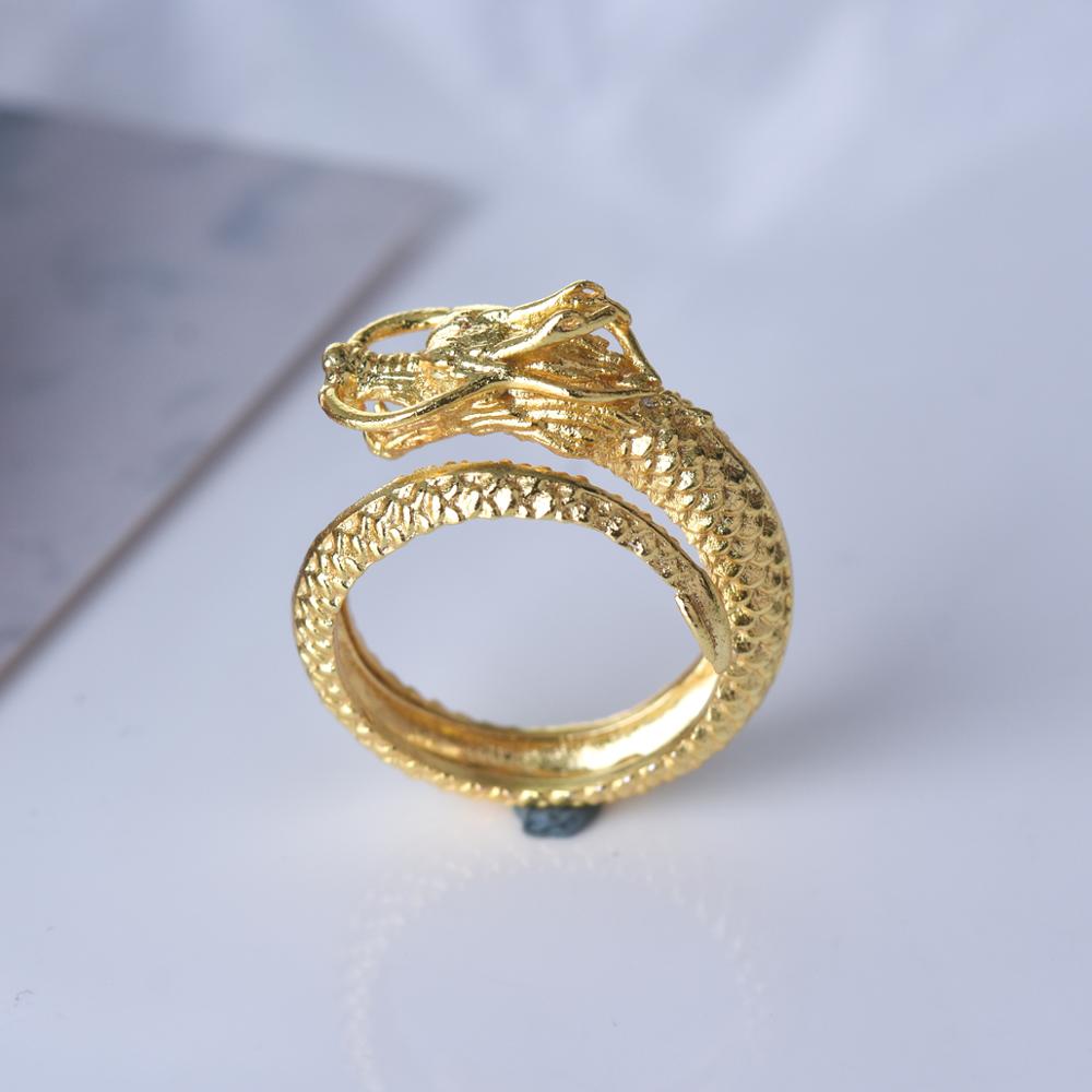 Vietnam aluvial oro dragón Fénix parejas anillos de boda joyería ajustable al por mayor abierto mujeres hombres anillo