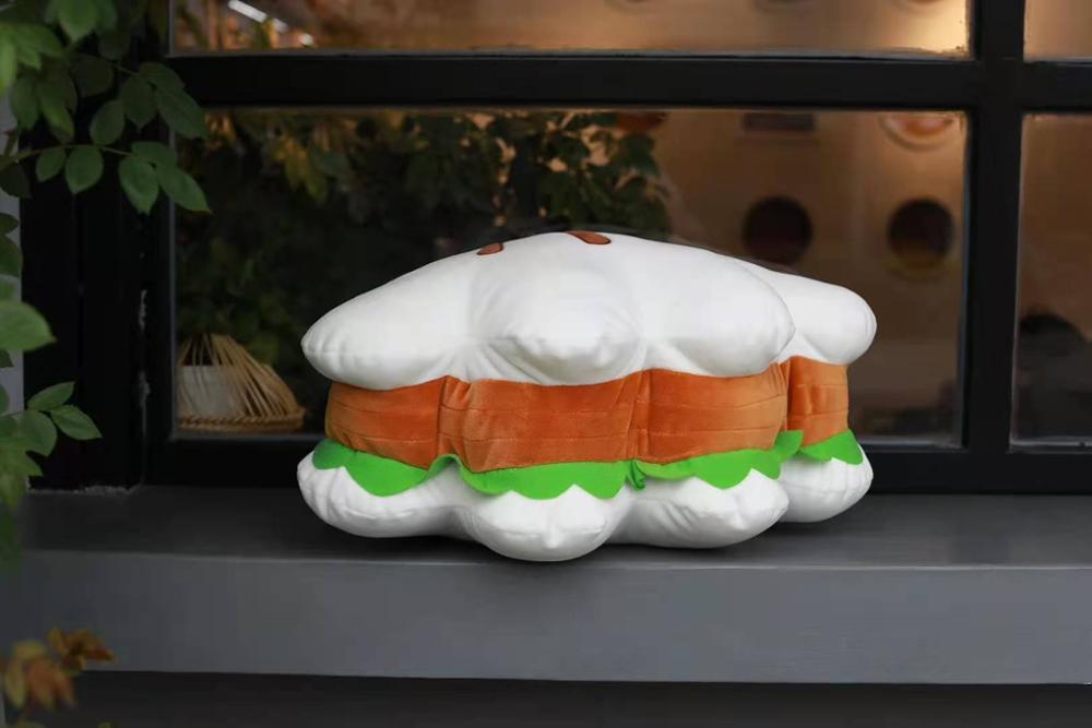 JY mignon rouge Hamburger gant forme oreiller coussin en peluche jouets 45*35*20cm WJ02