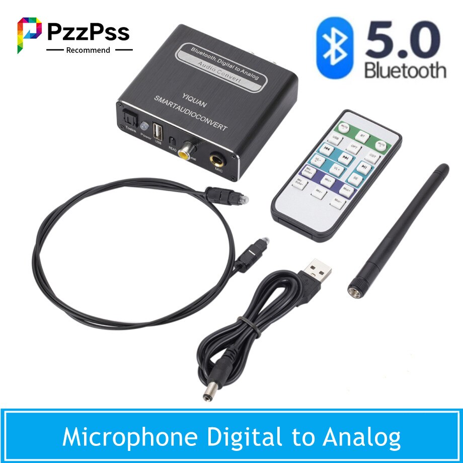 Pzzpss Bluetooth 5.0 Compatibel Dac Digitaal Naar Analoog Audio Converter Adapter Afspelen Microfoon Afstandsbediening Audio Decoder