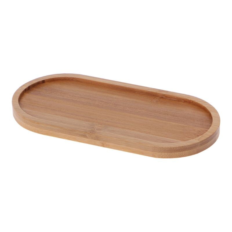 Oval Shape Bamboo Wood Saucer Plant Tray Mini Plant Flower Pot Stand Favor Succulent Pot Tray Simple Home Balcony