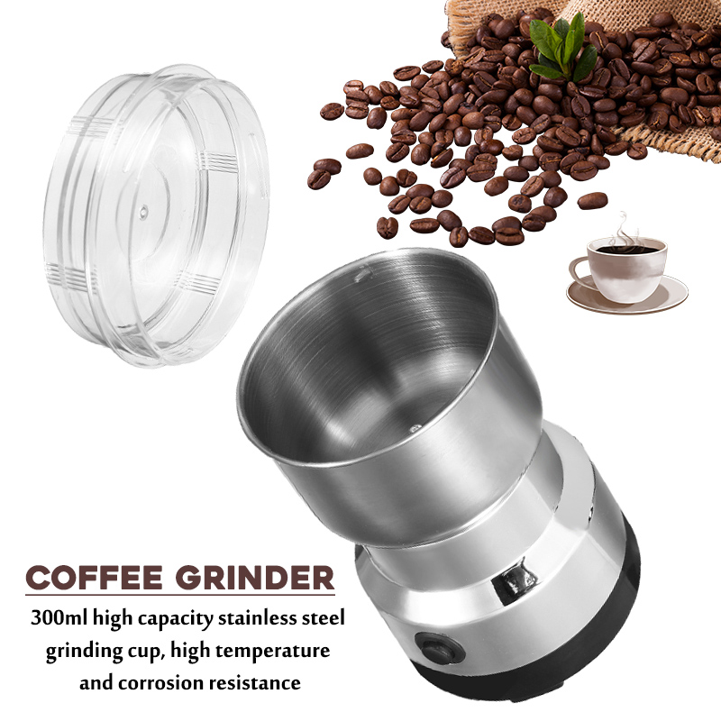 Warmtoo Electric Coffee Bean Grinder 300ml Blenders For Home Kitchen Office Stainless Steel 150W 220V Portable Home Office Use